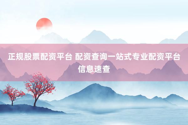 正规股票配资平台 配资查询一站式专业配资平台信息速查