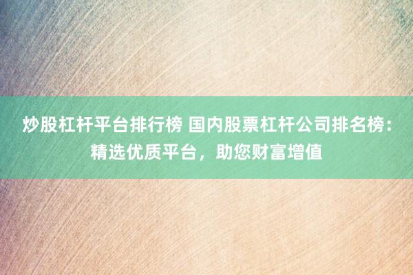 炒股杠杆平台排行榜 国内股票杠杆公司排名榜：精选优质平台，助您财富增值