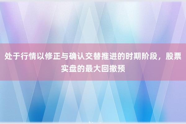 处于行情以修正与确认交替推进的时期阶段，股票实盘的最大回撤预