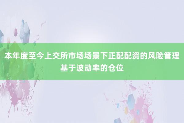 本年度至今上交所市场场景下正配配资的风险管理基于波动率的仓位
